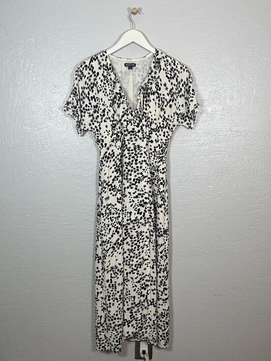 Whistles Dresses & Skirts - Whistles Women 4 White Black Floral Print Maxi Dress Button Front Ruffle Summer